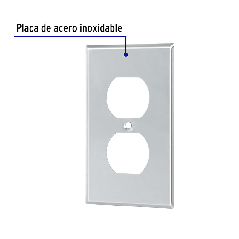 Placa Duplex de Acero Inoxidable Linea Standard Volteck