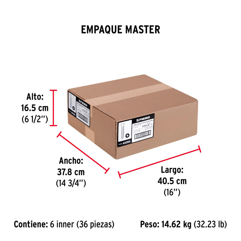 Pija Tablaroca No 10 x 2" (51 mm) Fiero