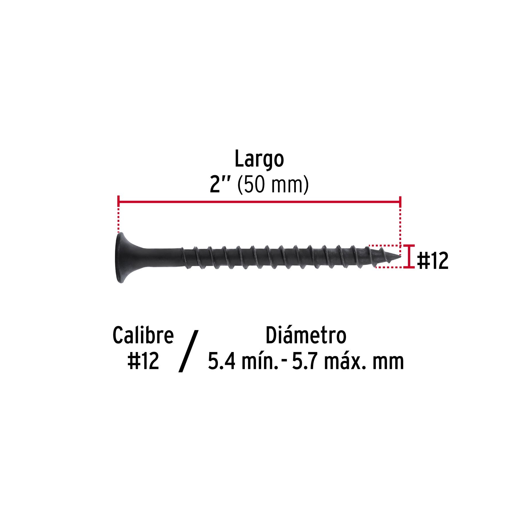 Pija Tablaroca No 12 x 2" Fiero Bolsa 100 Piezas
