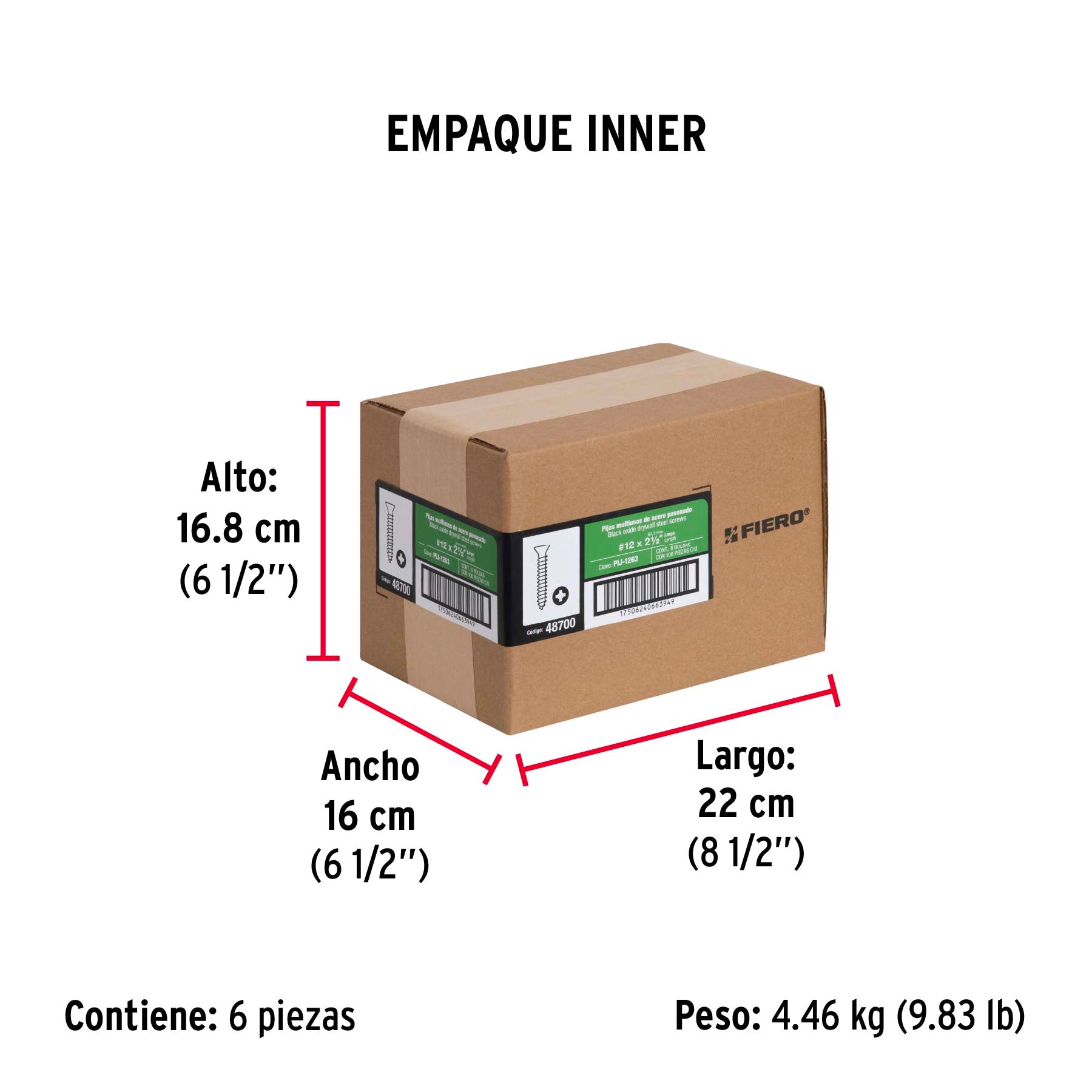 Pija Tablaroca No 12 x 2"1/2 Fiero Bolsa 100 Piezas