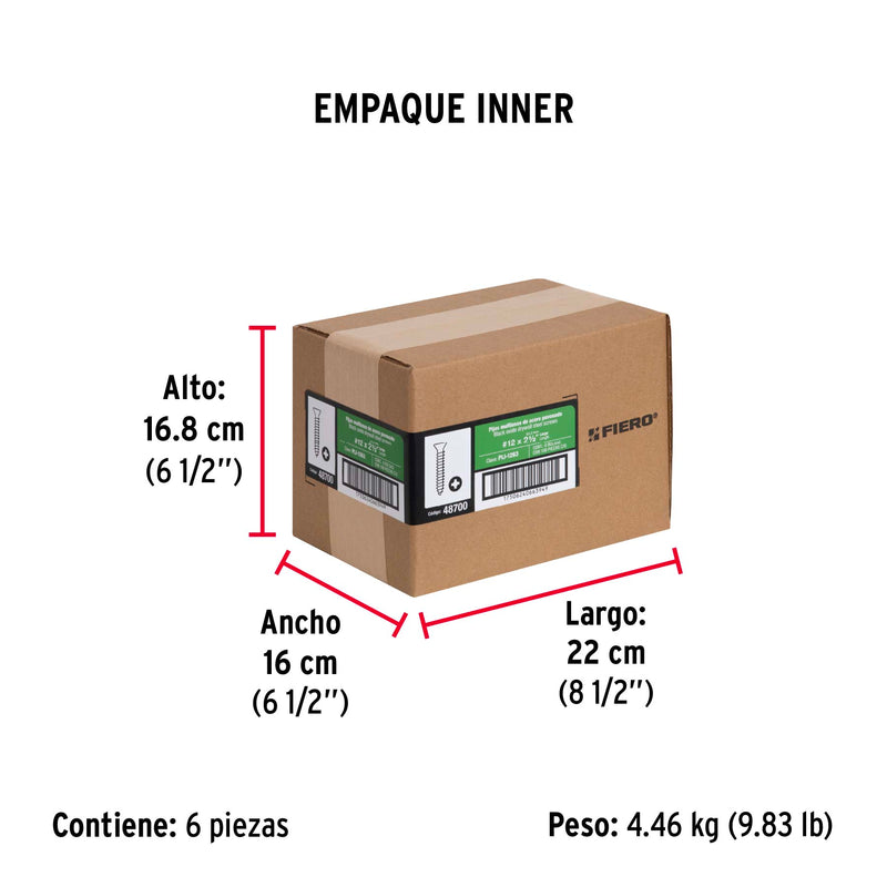 Pija Tablaroca No 12 x 2"1/2 Fiero Bolsa 100 Piezas