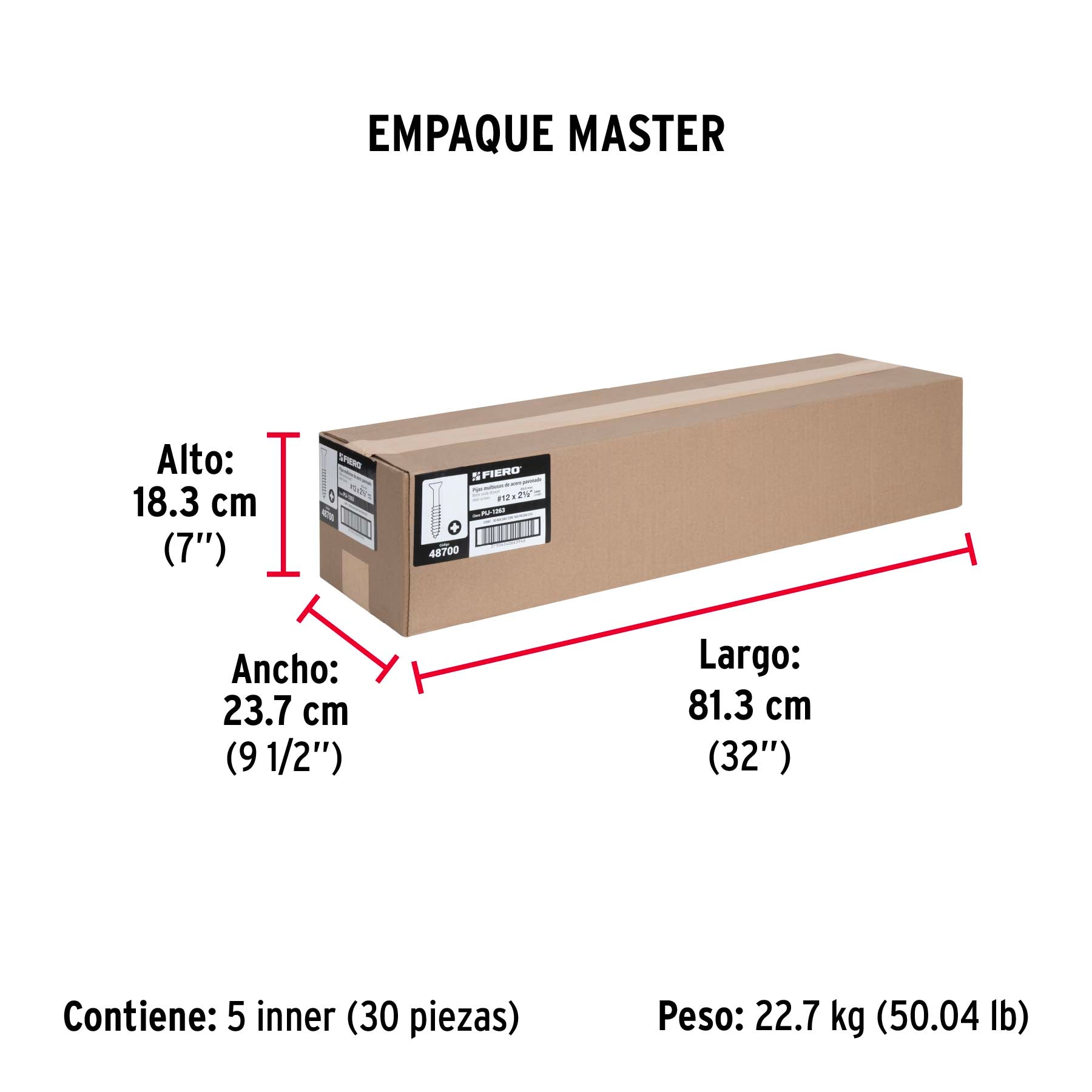 Pija Tablaroca No 12 x 2"1/2 Fiero Bolsa 100 Piezas