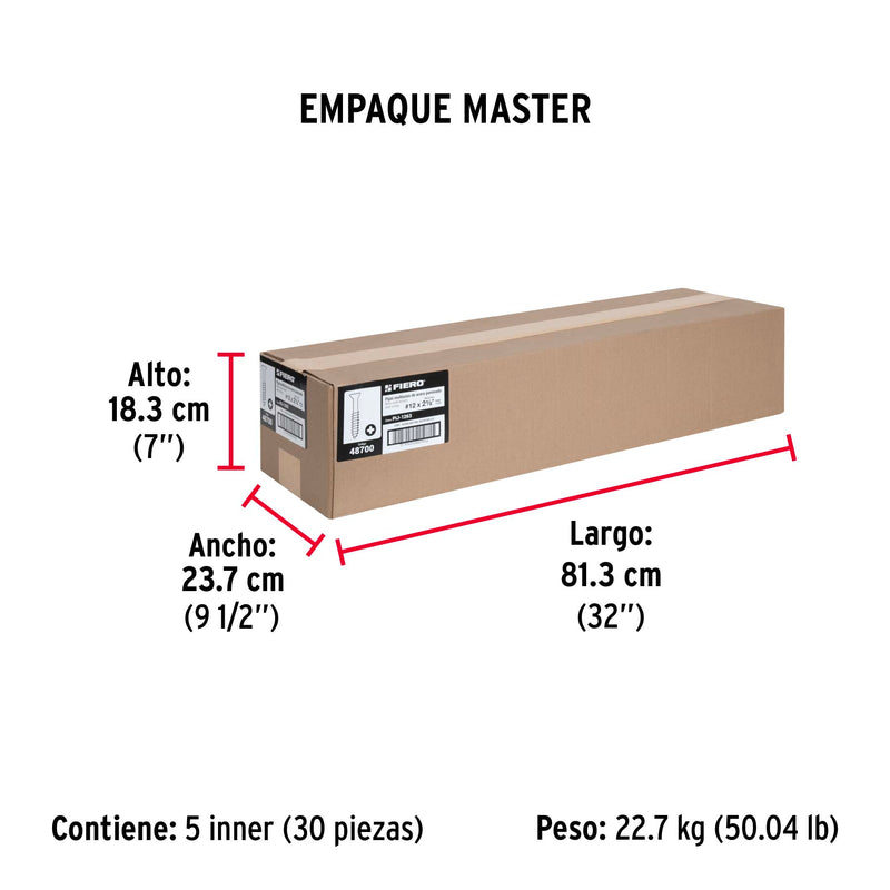 Pija Tablaroca No 12 x 2"1/2 Fiero Bolsa 100 Piezas
