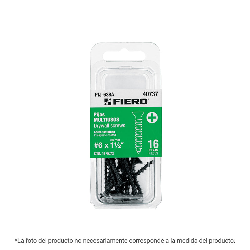 Pija Tablaroca No  6 x 1" Fiero Blister 20 Piezas