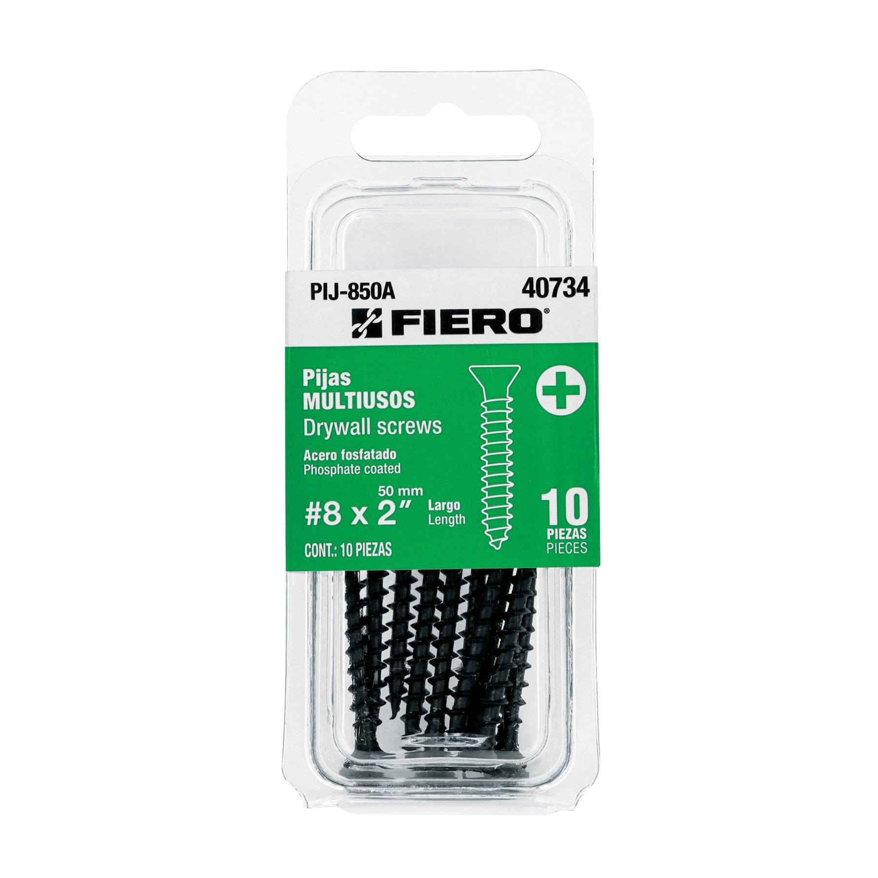 Pija Tablaroca No  8 x 2" Fiero Blister 10 Piezas