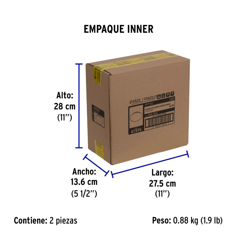 Luminario Sobreponer Tipo Plafon Luz de Dia LED Volteck 15 Watts