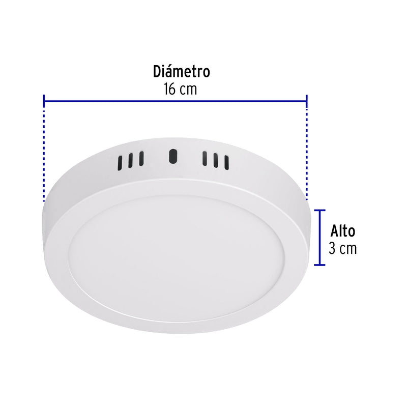 Luminario de Sobreponer LED Redondo Volteck 12 Watts Luz Blanca