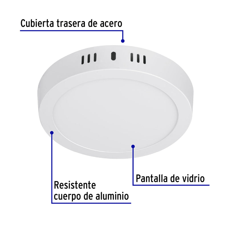 Luminario de Sobreponer LED Redondo Volteck 12 Watts Luz Blanca