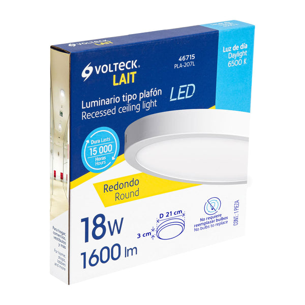 Luminario de Sobreponer LED Redondo Volteck 18 Watts Luz Blanca