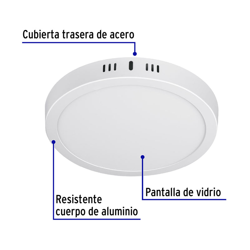 Luminario de Sobreponer LED Redondo Volteck 18 Watts Luz Blanca