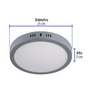 Luminario de Sobreponer LED Redondo Volteck 18 Watts Luz de Dia Gris