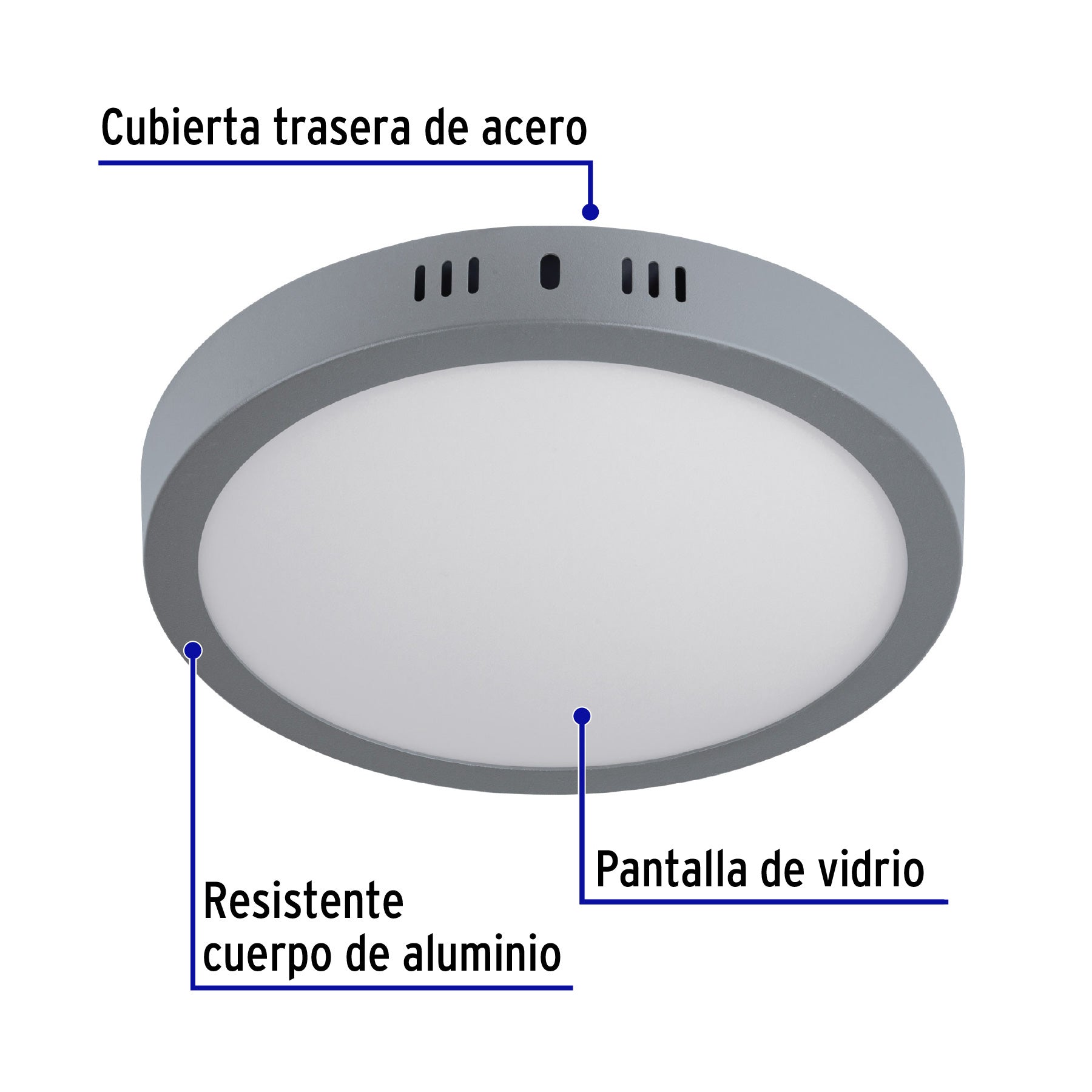 Luminario de Sobreponer LED Redondo Volteck 18 Watts Luz de Dia Gris