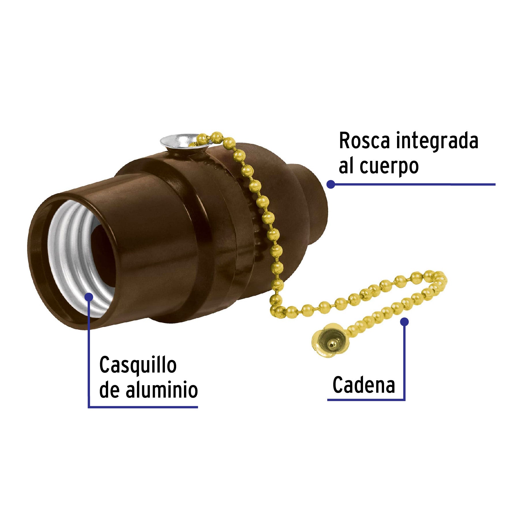 Portalampara Baquelita con Cadena Volteck