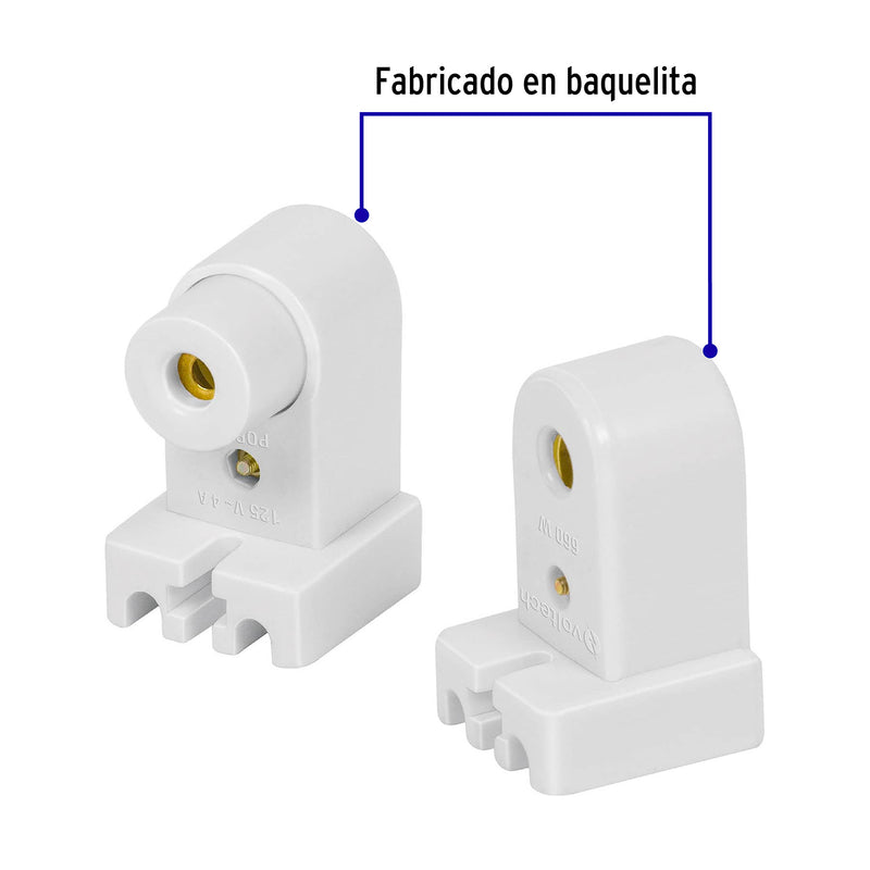 Portalamparas para Tubo LED y Fluorescente Base FA8 Volteck Bolsa 2 Piezas