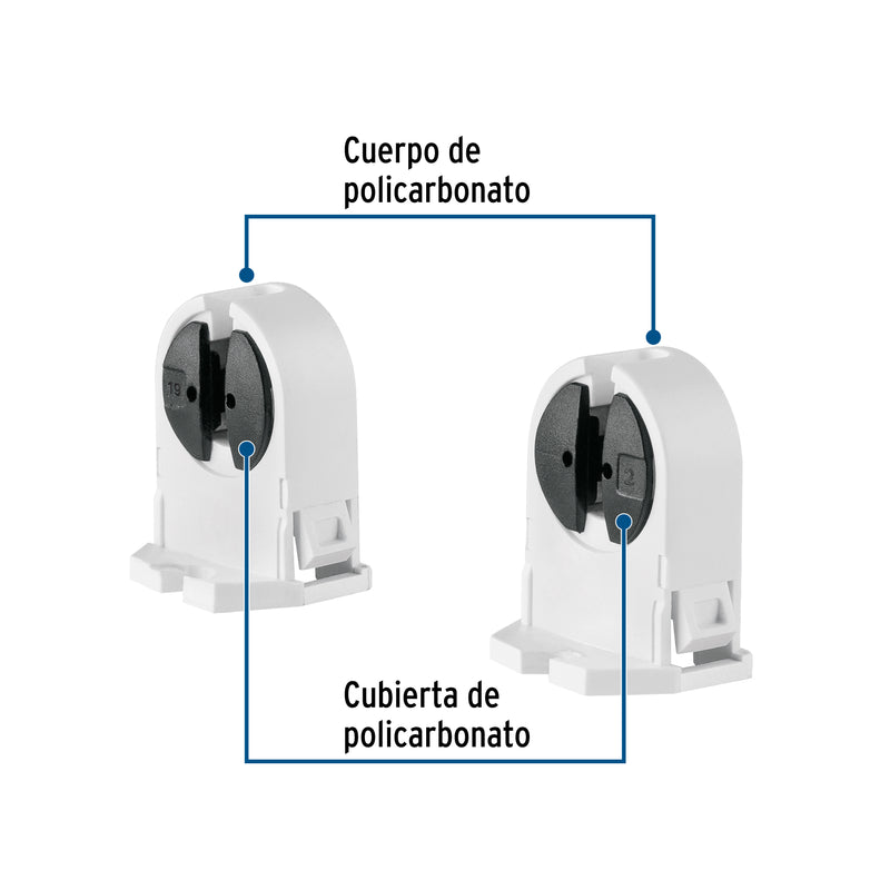 Portalampara Base G5 Bipin para Tubo de LED y Fluorescente 2 Piezas Volteck