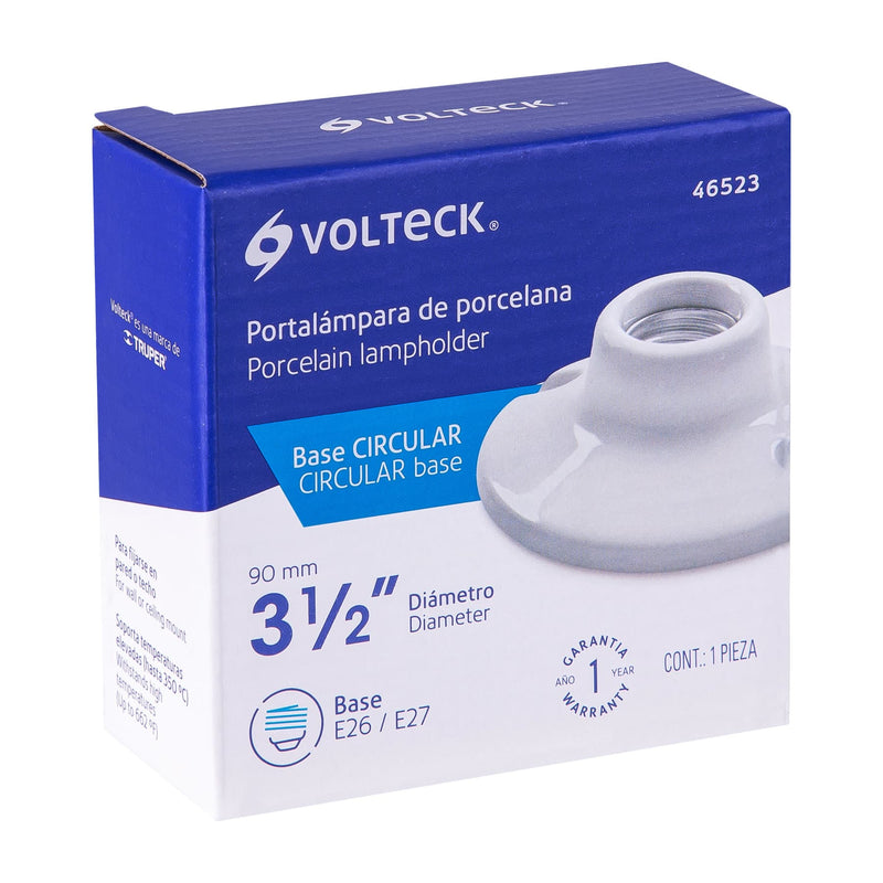 Portalampara Porcelana Redondo 3"1/2 Volteck