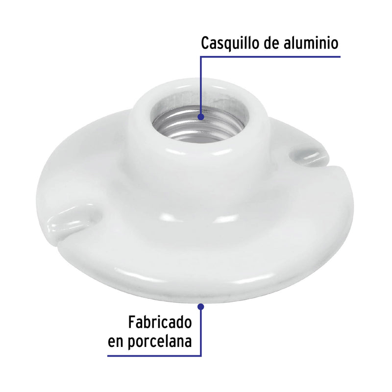 Portalampara Porcelana Redondo 3"1/2 Volteck