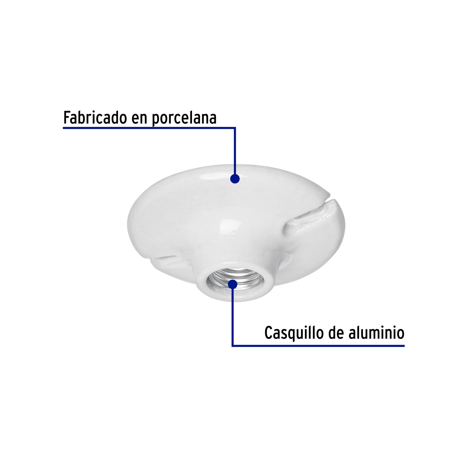 Portalampara Porcelana Redondo 4"1/2 Volteck