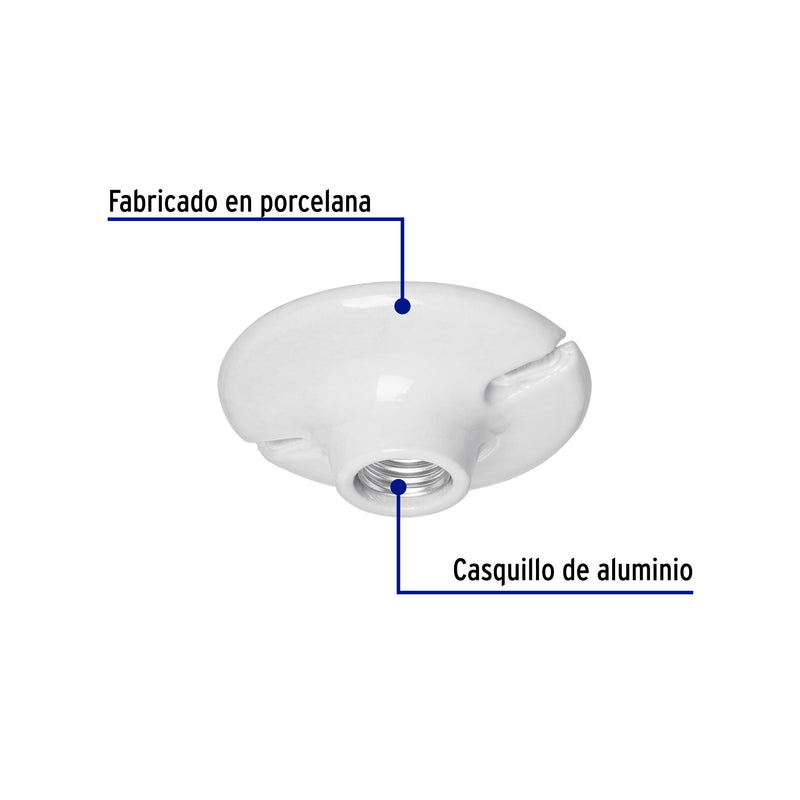Portalampara Porcelana Redondo 4"1/2 Volteck