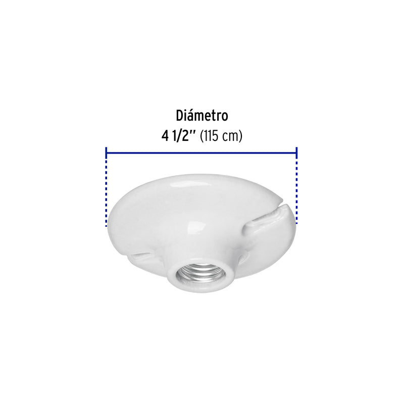 Portalampara Porcelana Redondo 4"1/2 Volteck