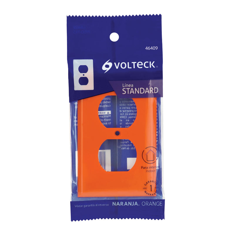 Placa Duplex de Plastico Naranja Linea Standard Volteck