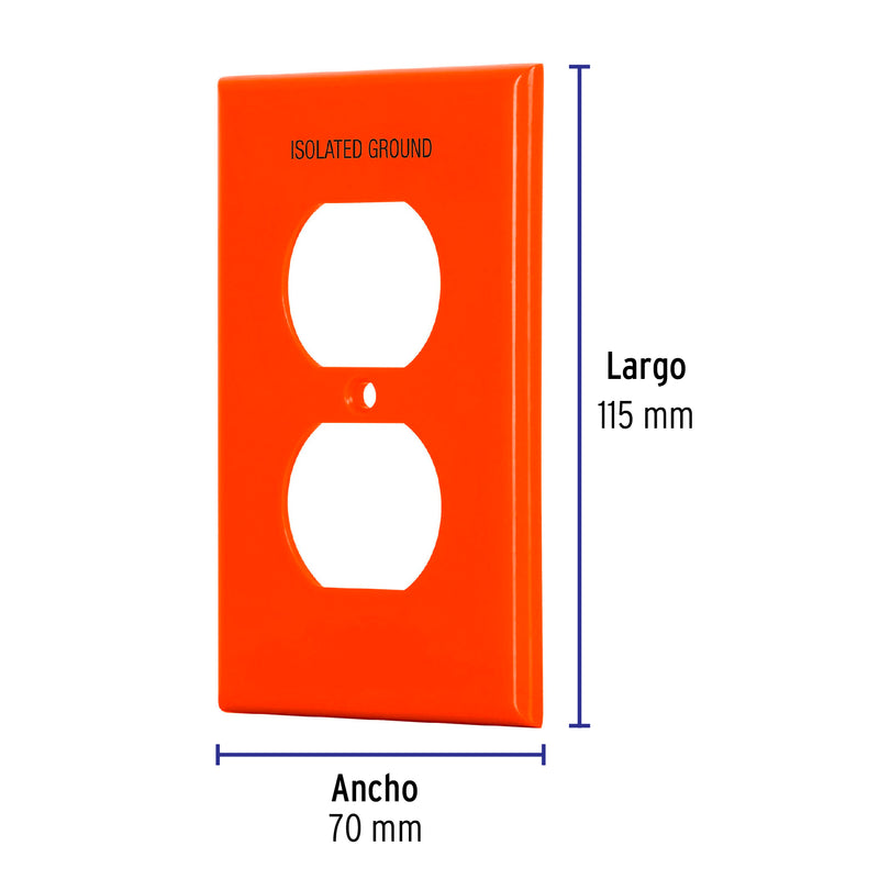 Placa Duplex de Plastico Naranja Linea Standard Volteck