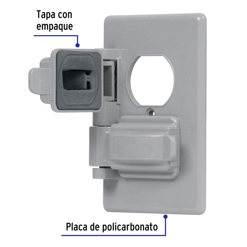 Placa Duplex para Intemperie Gris Volteck