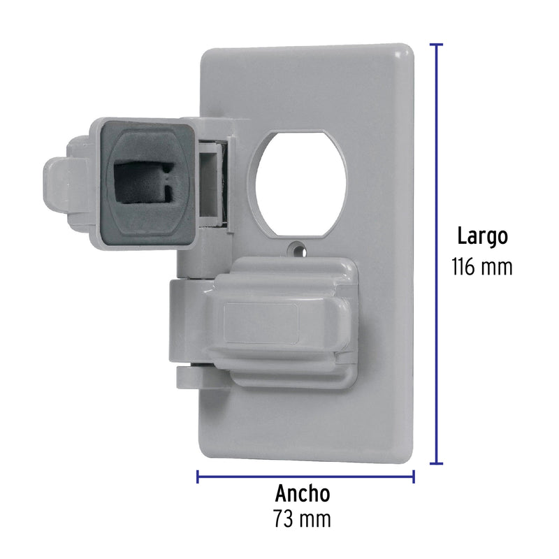 Placa Duplex para Intemperie Gris Volteck