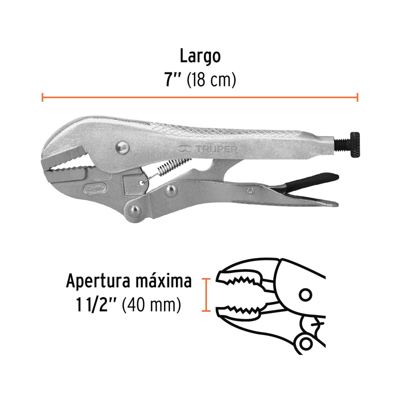 Pinza de Presion Mordaza Recta  7" Truper