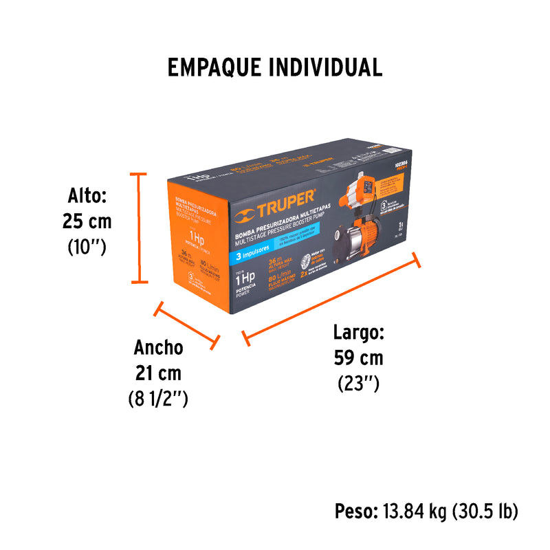 Bomba Presurizadora para Agua 1 HP Multietapas con Control Truper