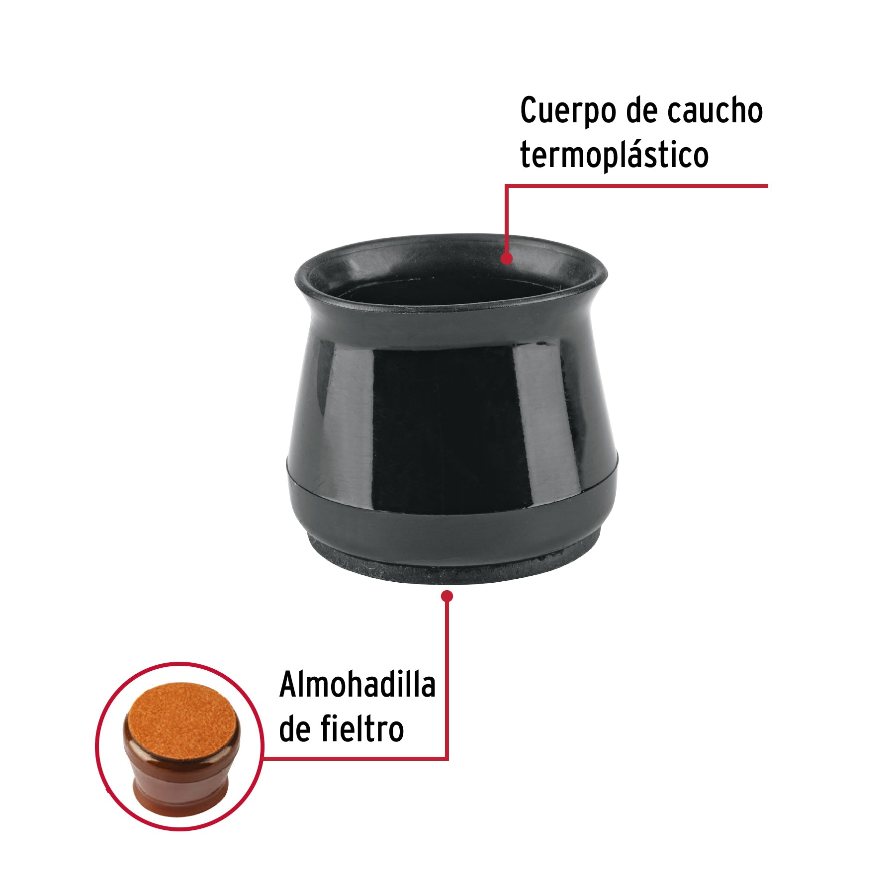 Protectores para Patas de Silla Negro Hermex por Pieza