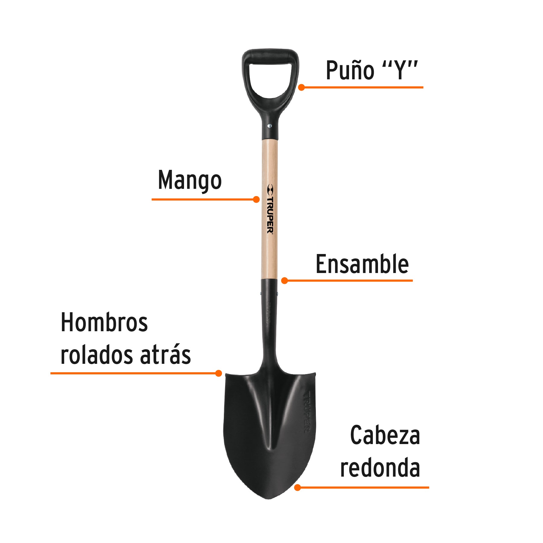 Pala Redonda Puño "Y" T-1000 Truper