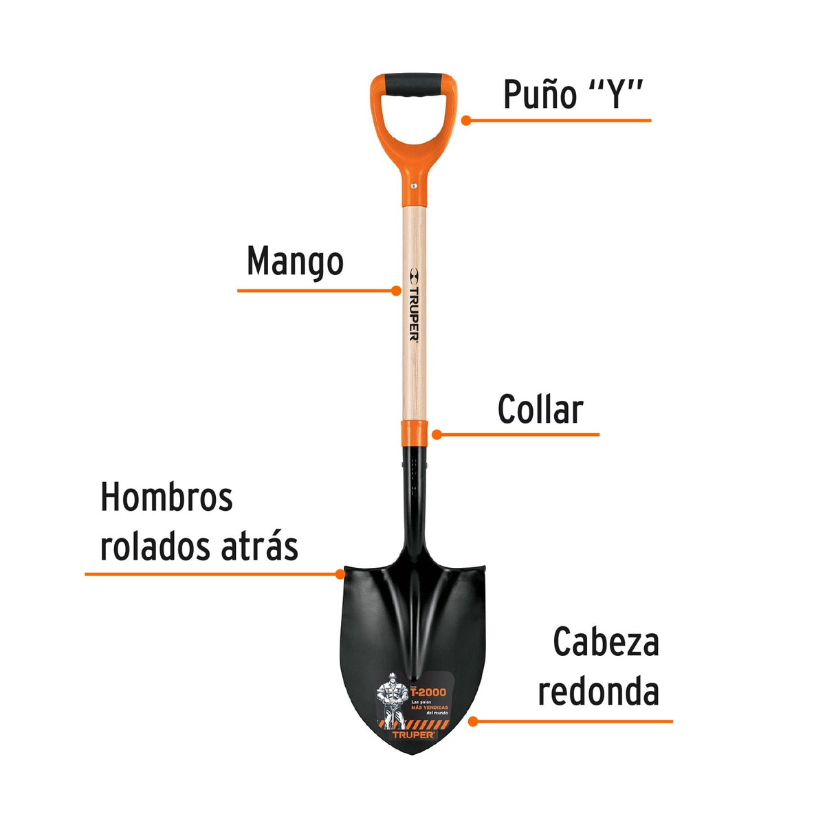 Pala Redonda Puño "Y" T-2000 Truper