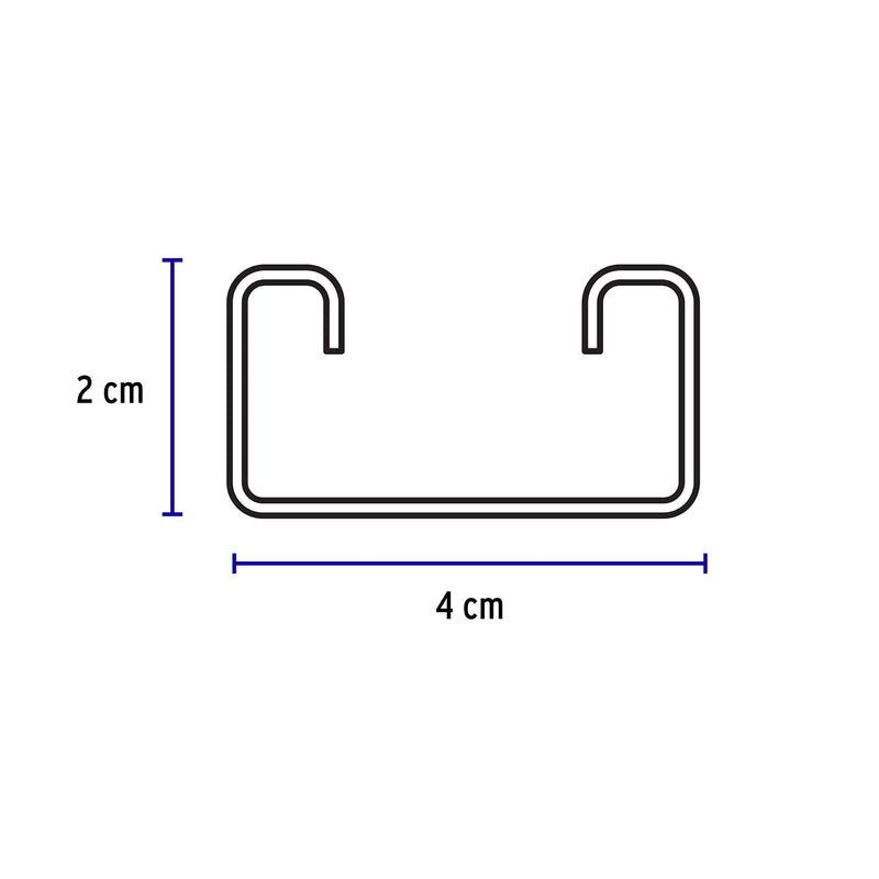 Barra Unicanal 4 X 2 cms de 3 Metros Calibre 18 Perforado Volteck