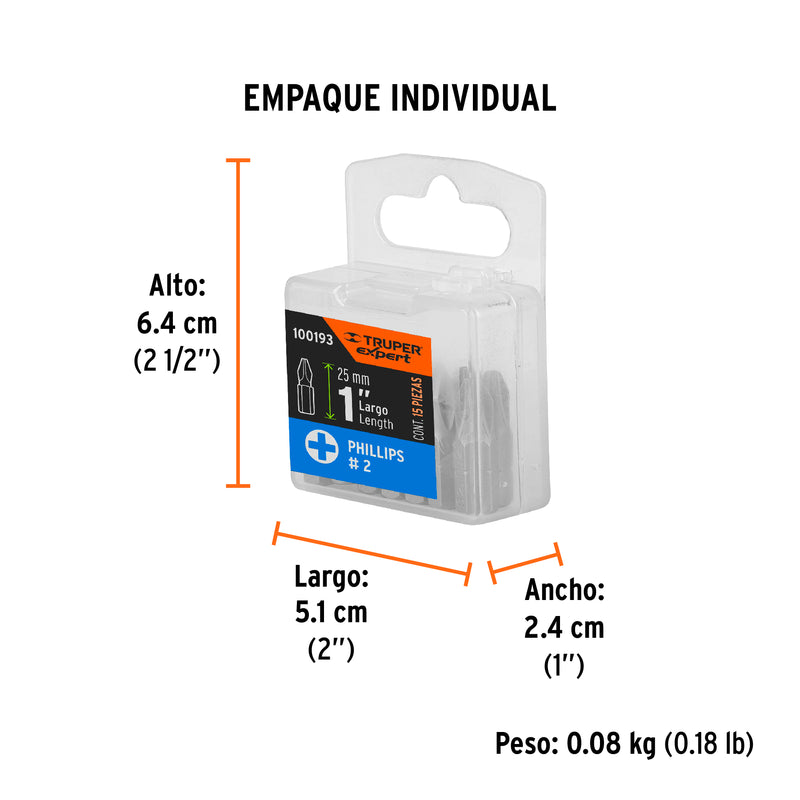 Puntas de Cruz PH2 X 1" Truper Expert