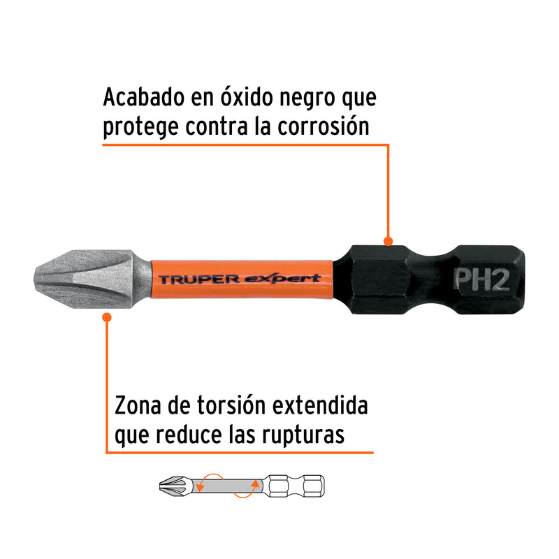 Puntas de Cruz PH2 X 2" de Impacto Truper Expert