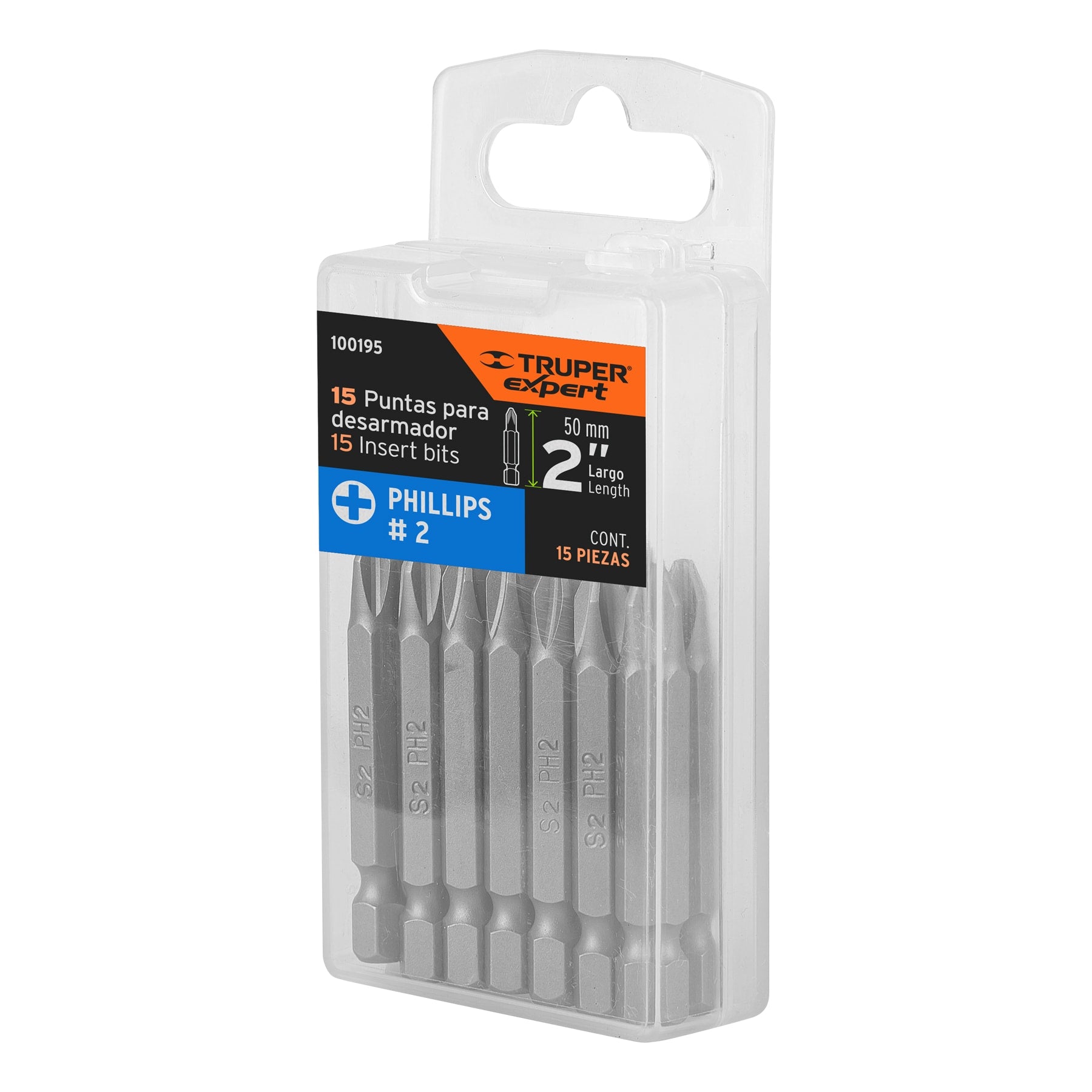 Puntas de Cruz PH2 X 2" Truper Estuche 15 Piezas
