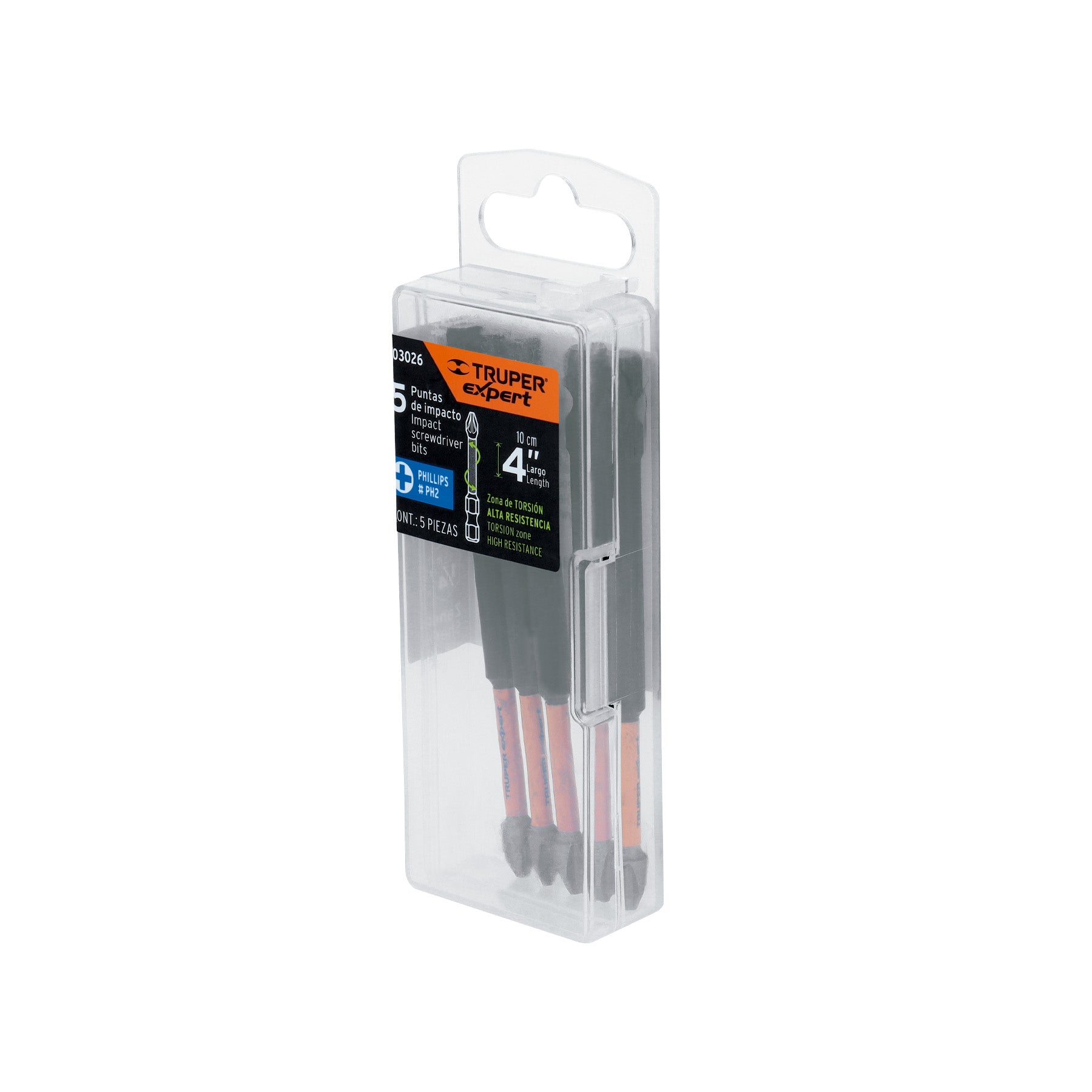 Puntas de Cruz PH2 X 4" de Impacto Truper Expert Estuche 5 Piezas