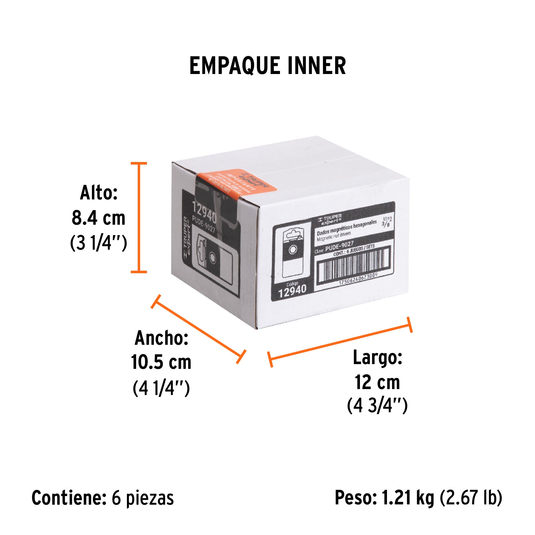 Dado Magnetico Hexagonal Zanco 1/4" Dado 3/8" Truper Estuche 5 Piezas