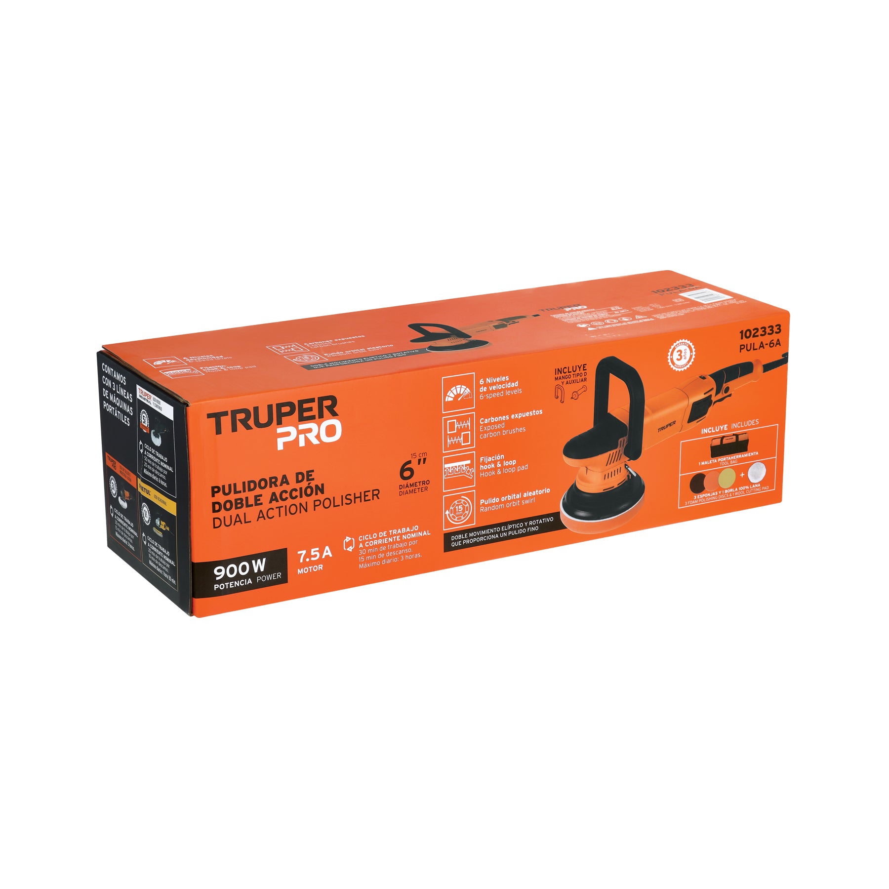 Pulidora Doble Acción 6" - 900 Watts TRUPER PRO