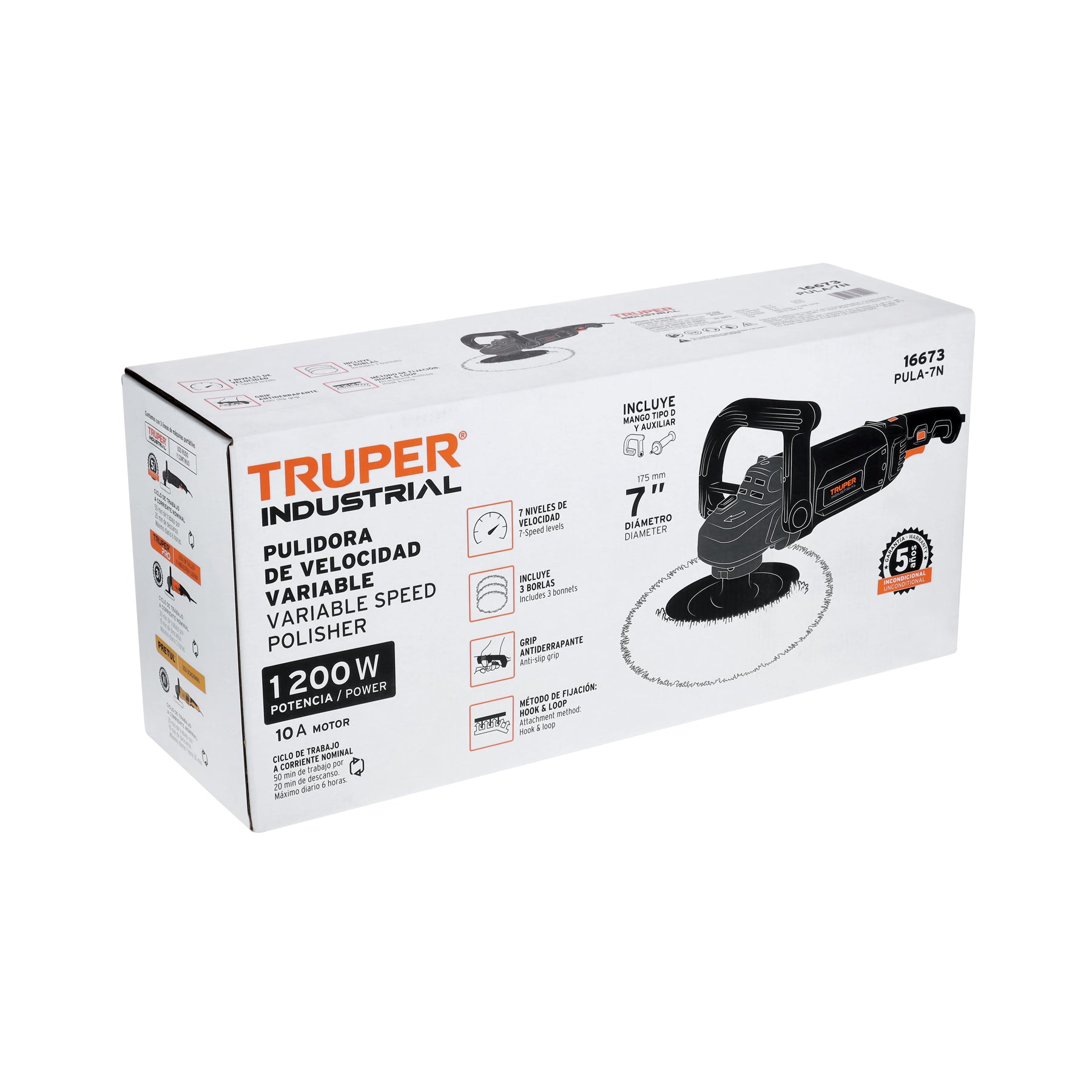 Pulidora Rotativa 7" - 1,200 Watts TRUPER INDUSTRIAL