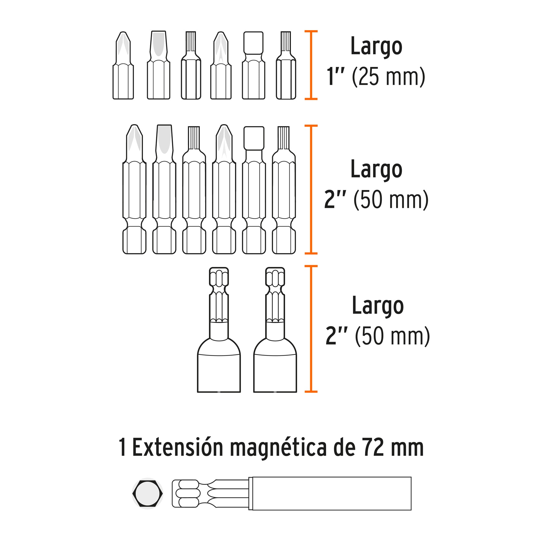 Juego de Puntas Mixtas 1" y 2" con 47 Piezas Truper Expert