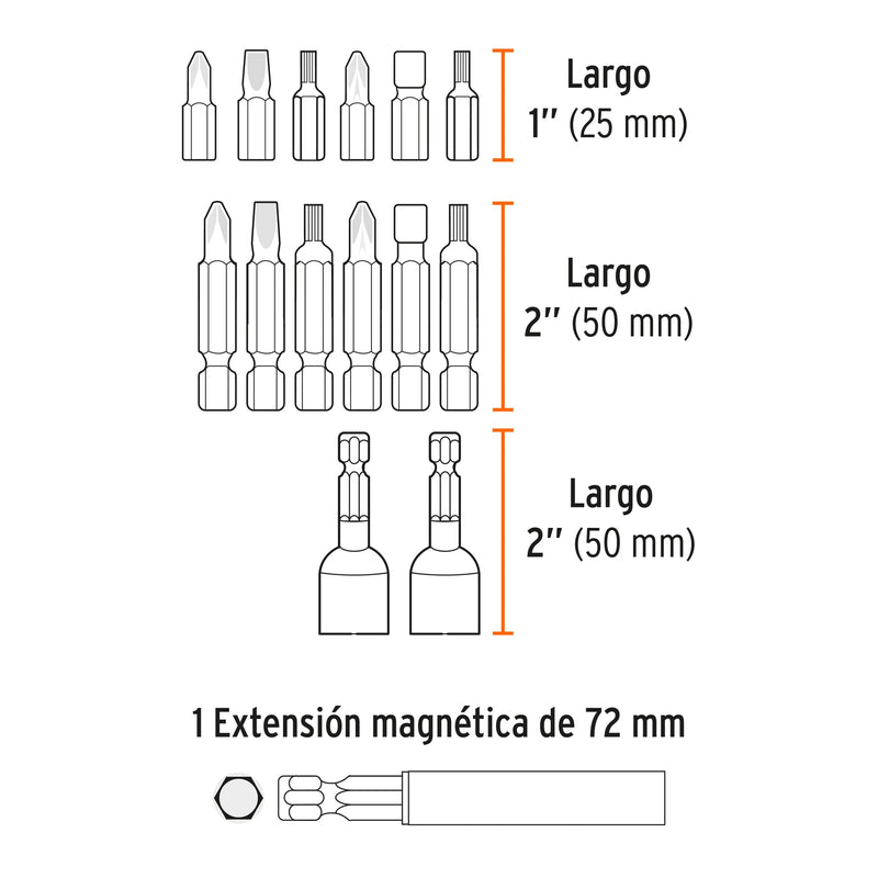 Juego de Puntas Mixtas 1" y 2" con 47 Piezas Truper Expert