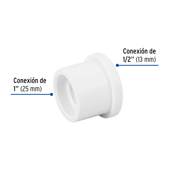 Reduccion Bushing PVC Hidraulico Saniflow 1" x 1/2" (25 mm x 13 mm)