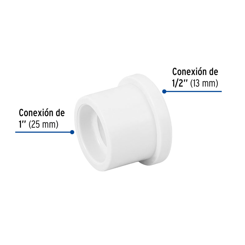 Reduccion Bushing PVC Hidraulico Saniflow 1" x 1/2" (25 mm x 13 mm)
