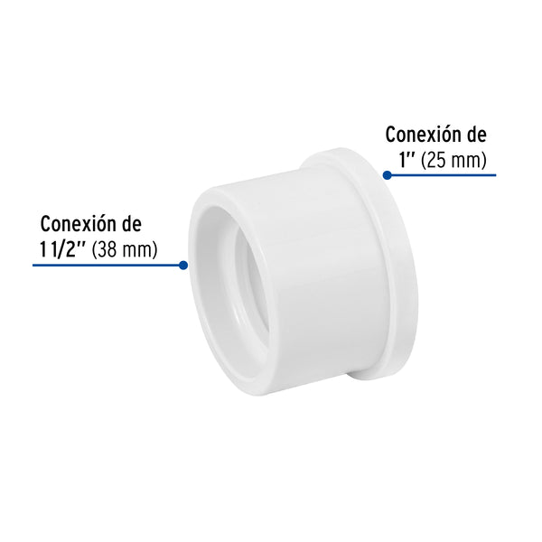 Reduccion Bushing PVC Hidraulico Saniflow 1"1/2 (38 mm) x 1" (25 mm)