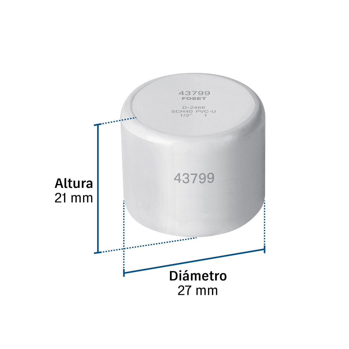 Tapon Capa Roscable PVC Hidraulico FOSET  1/2"