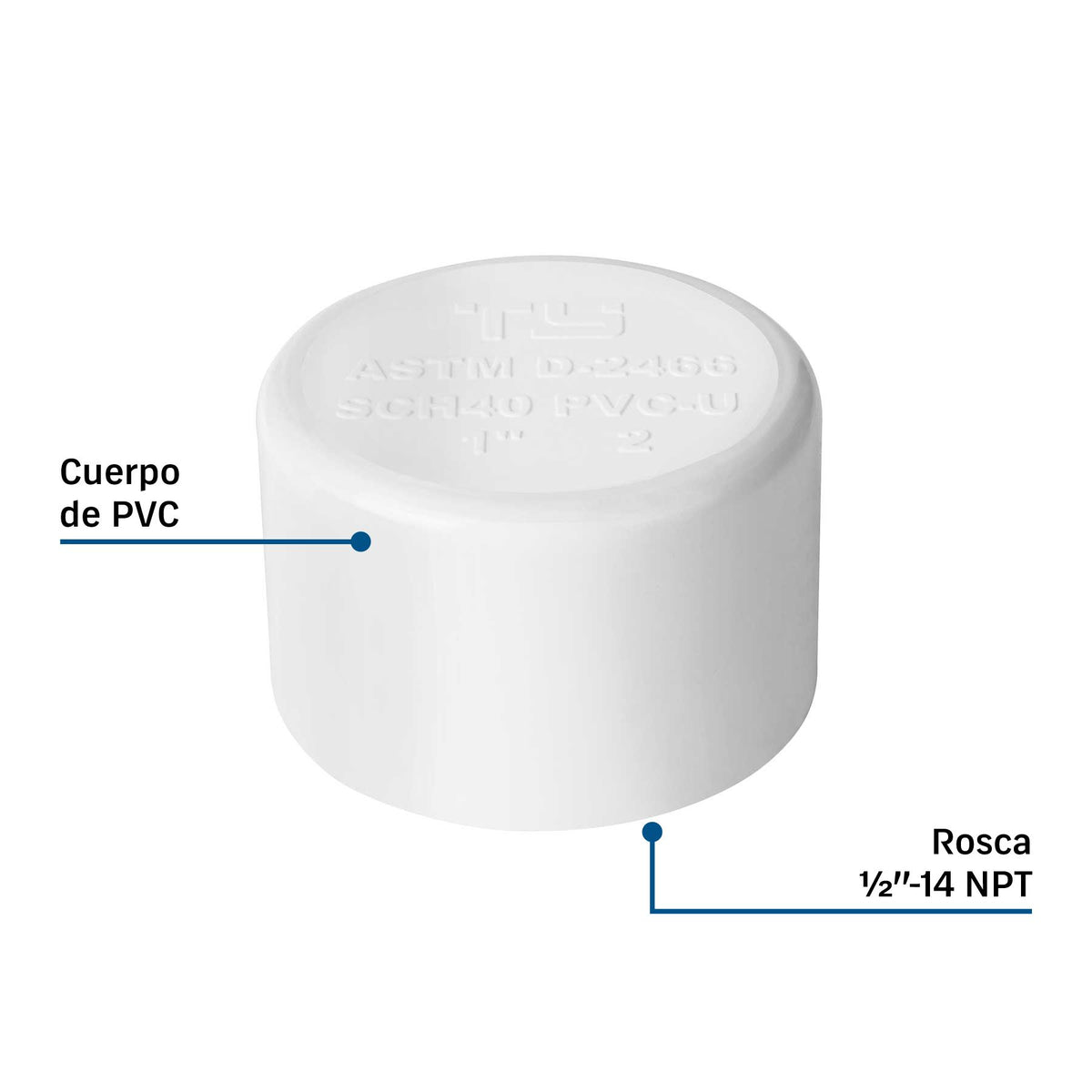 Tapon Capa Roscable PVC Hidraulico FOSET 1"