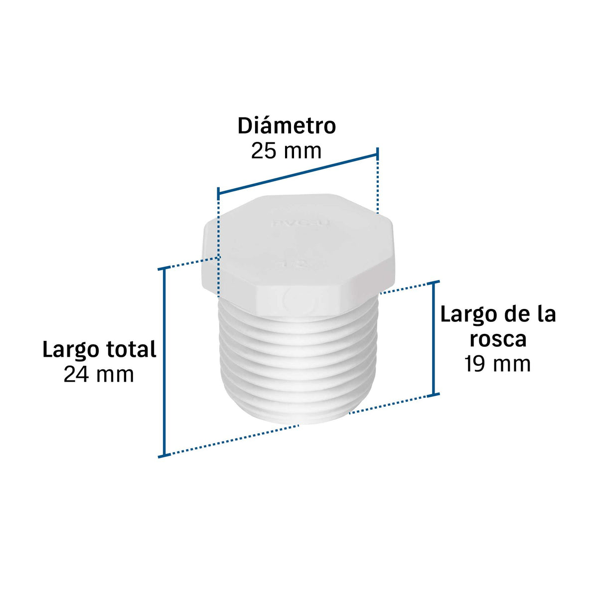 Tapon Macho Roscable PVC Hidraulico FOSET  1/2"