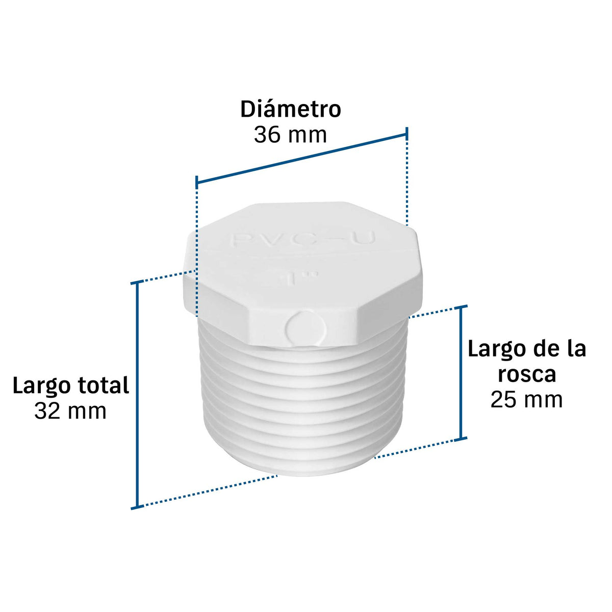 Tapon Macho Roscable PVC Hidraulico FOSET 1"